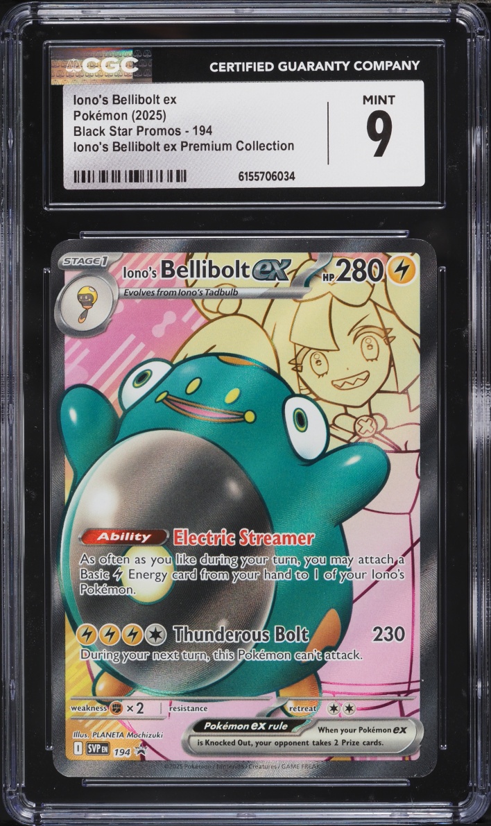 2025 Pokemon SV Promo Premium Collection Full Art Iono's Bellibolt EX #194 CGC 9 MINT