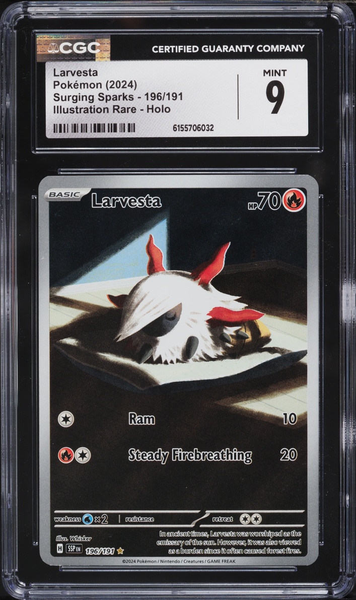 2024 Pokemon Scarlet & Violet Surging Sparks IR Larvesta #196 CGC 9 MINT