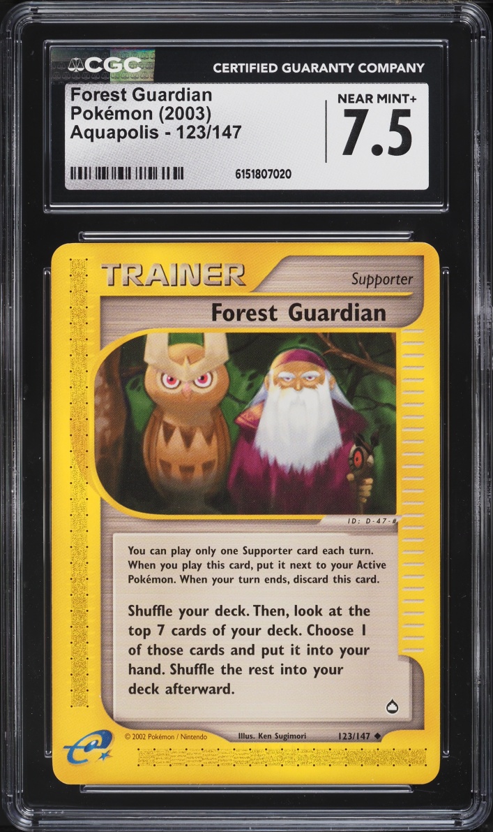 2003 Pokemon Aquapolis Forest Guardian #123 CGC 7.5 NRMT+