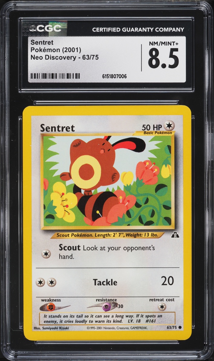 2001 Pokemon Neo Discovery Sentret #63 CGC 8.5 NM-MT+
