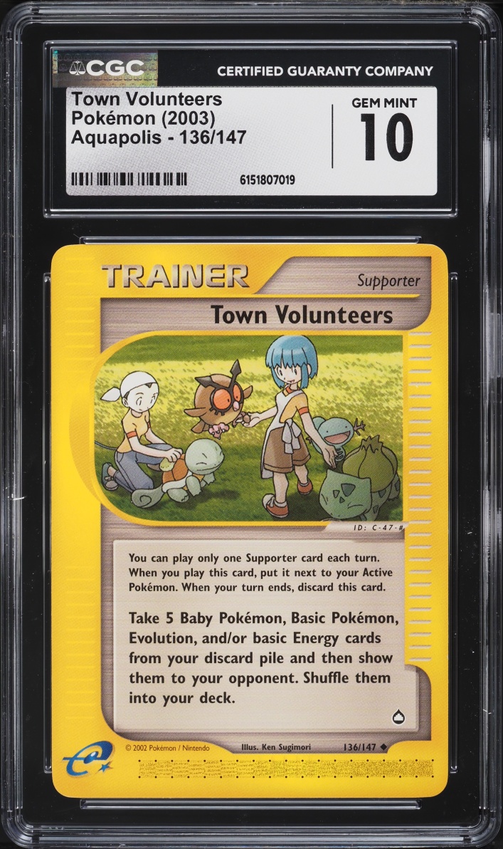 2003 Pokemon Aquapolis Town Volunteers #136 CGC 10 GEM MINT