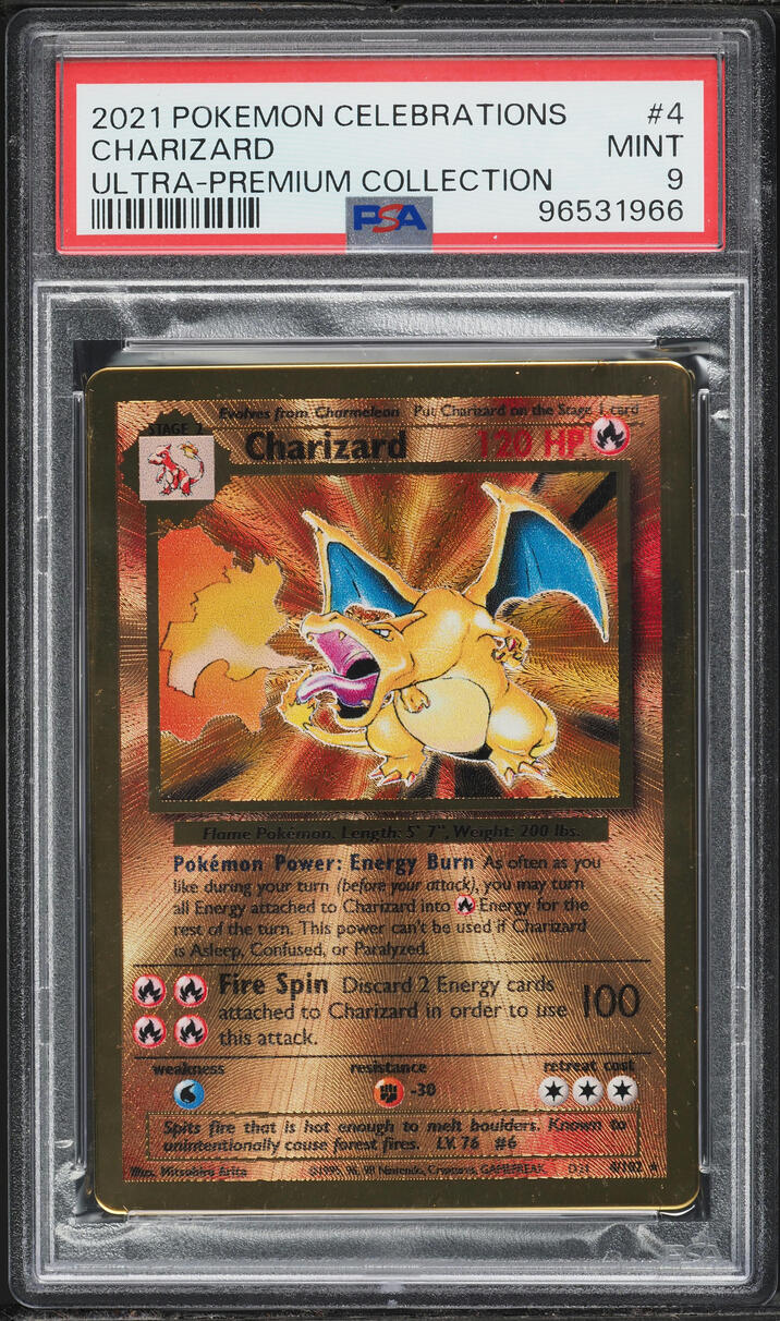 2021 Pokemon SWSH Celebrations Ultra Premium Collection Gold Metal Charizard #4 PSA 9 MINT