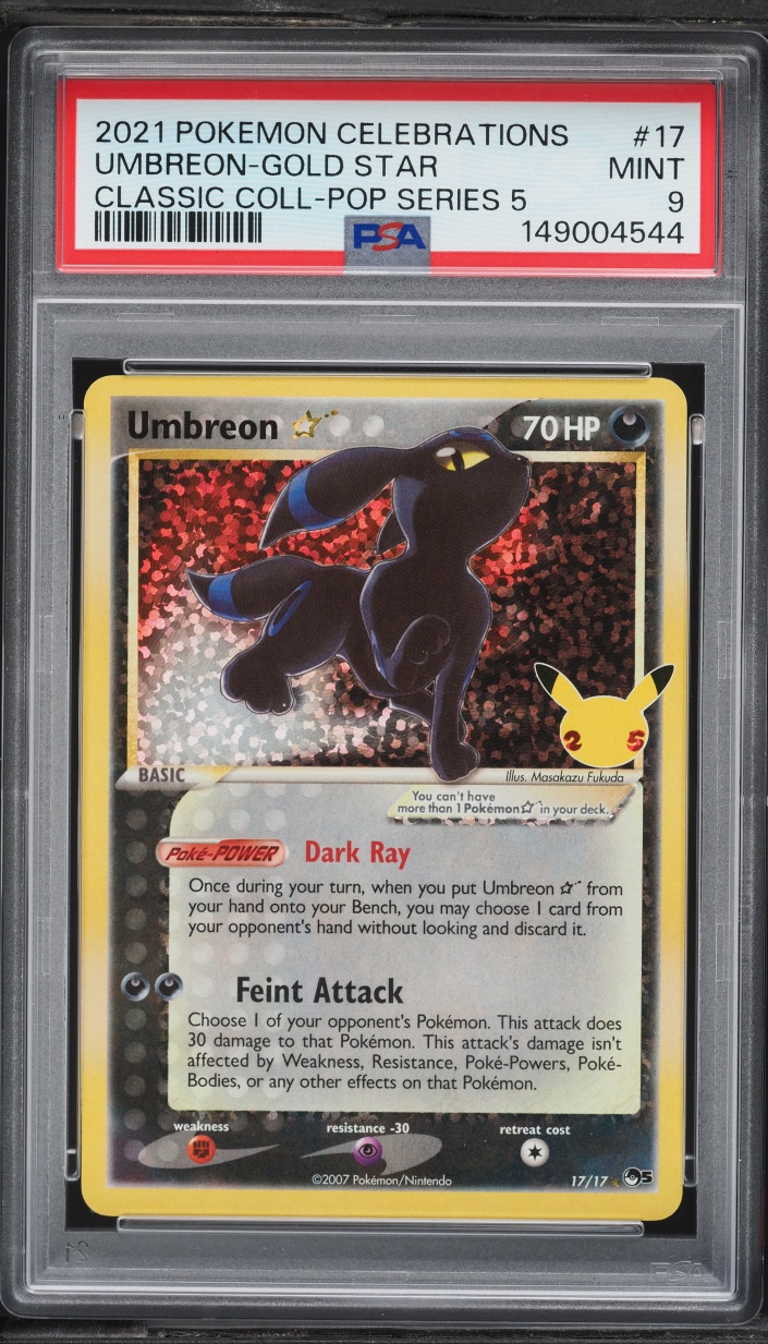 2021 Pokemon Sword & Shield Celebrations Classic Holo Umbreon Gold Star #17 PSA 9 MINT