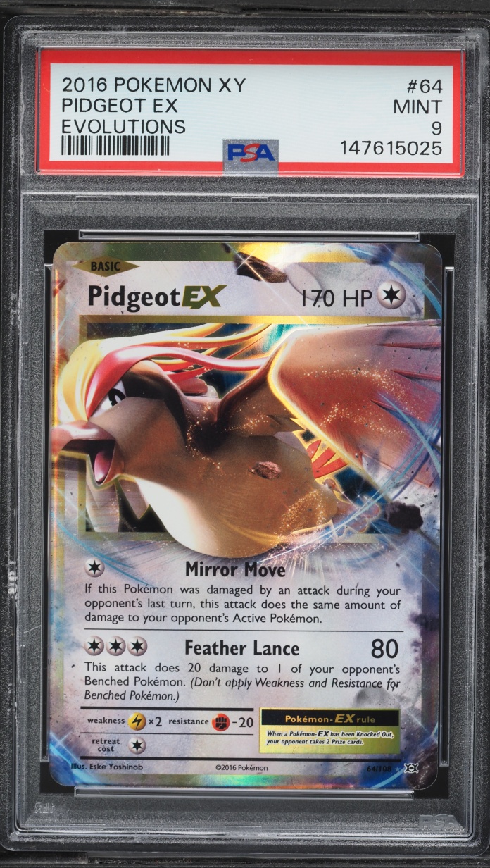 2016 Pokemon XY Evolutions Pidgeot EX #64 PSA 9 MINT