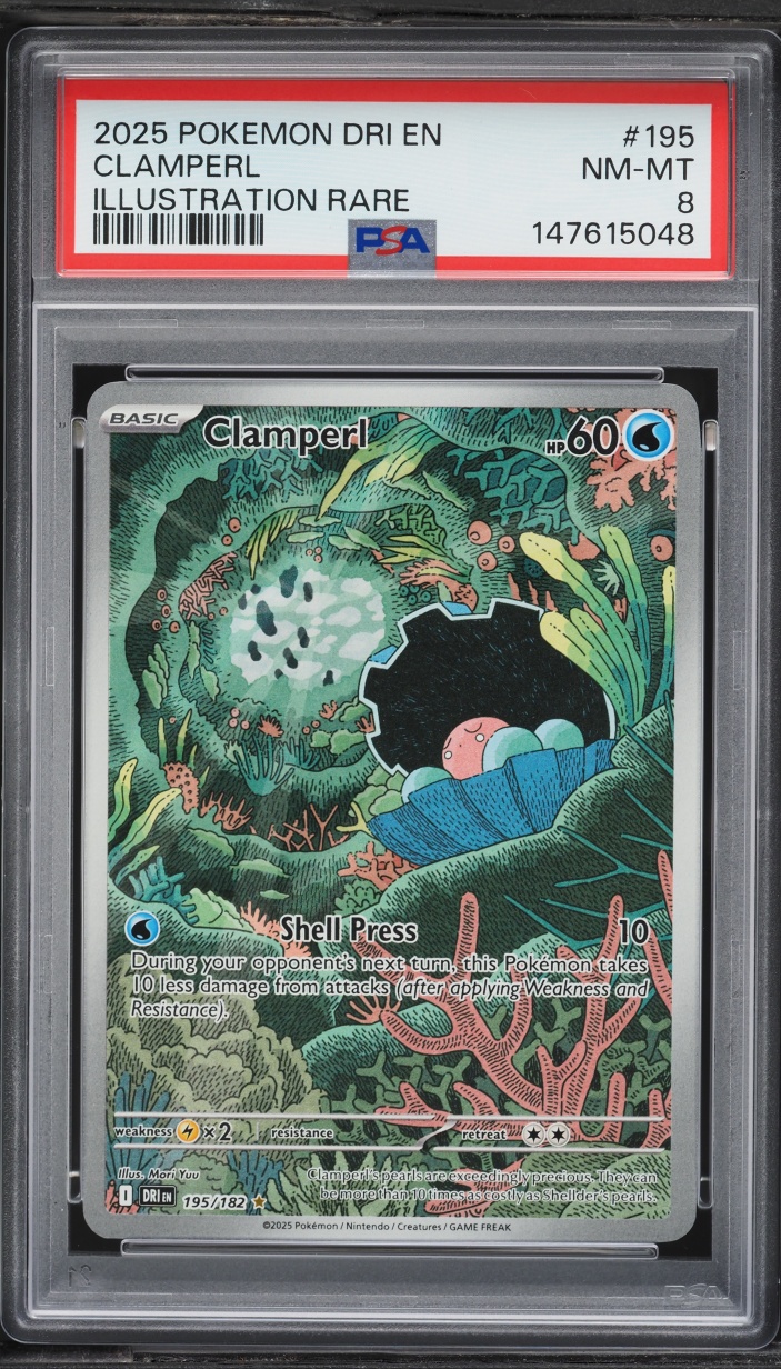 2025 Pokemon Scarlet & Violet Destined Rivals IR Clamperl #195 PSA 8 NM-MT