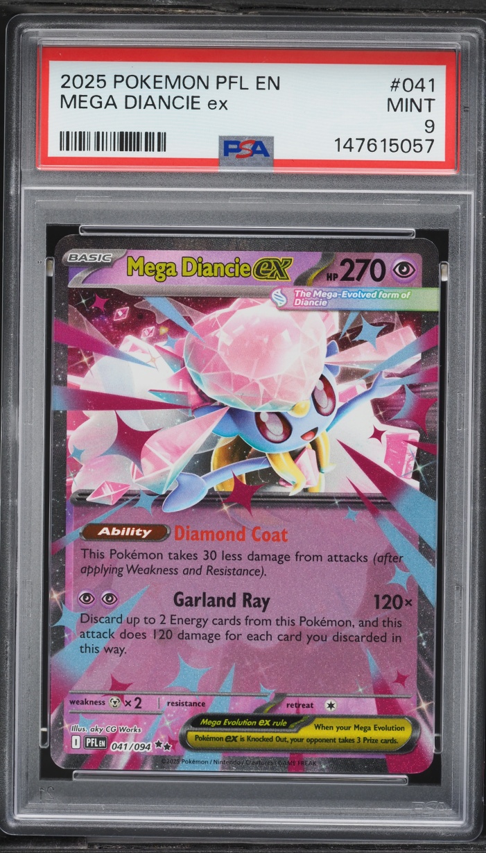 2025 Pokemon Mega Evolution Phantasmal Flames Mega Diancie Ex #041 PSA 9 MINT