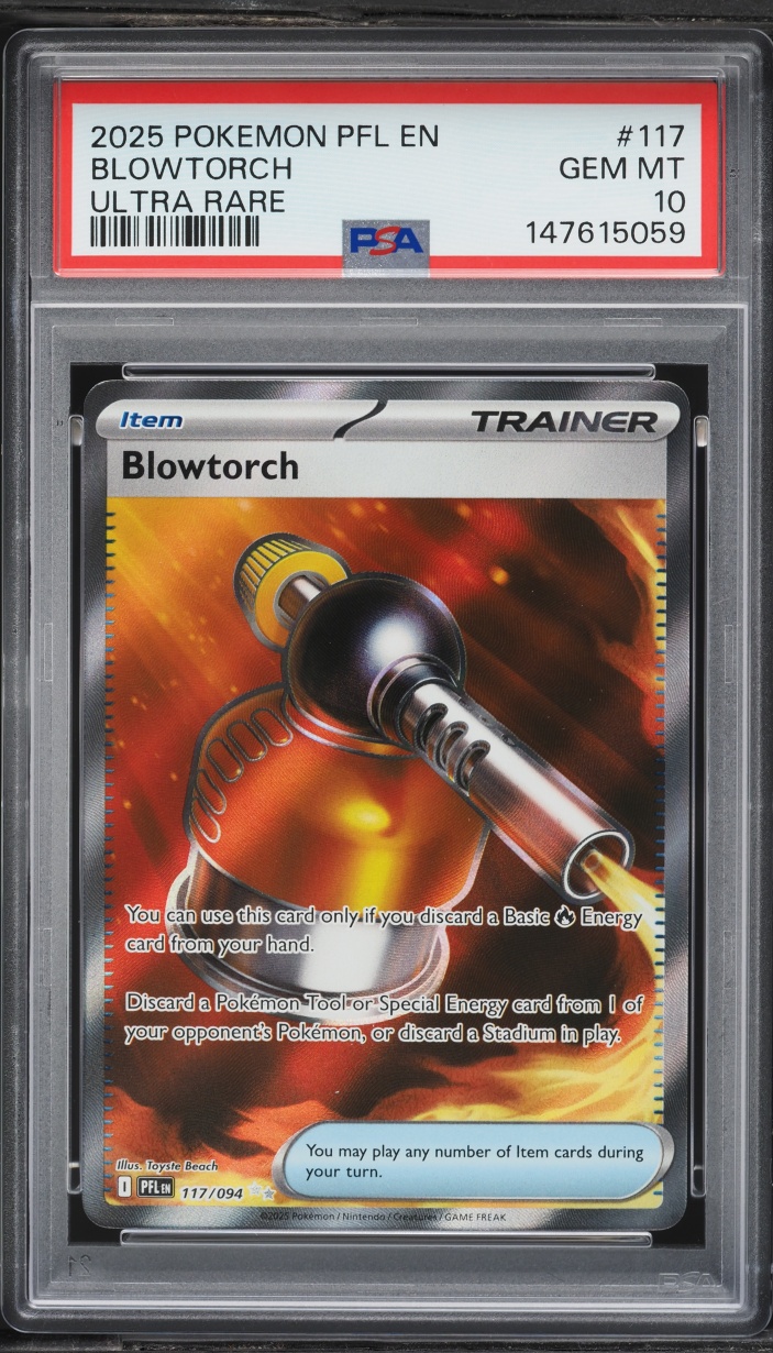 2025 Pokemon Mega Evolution Phantasmal Flames Full Art Blowtorch #117 PSA 10 GEM MINT