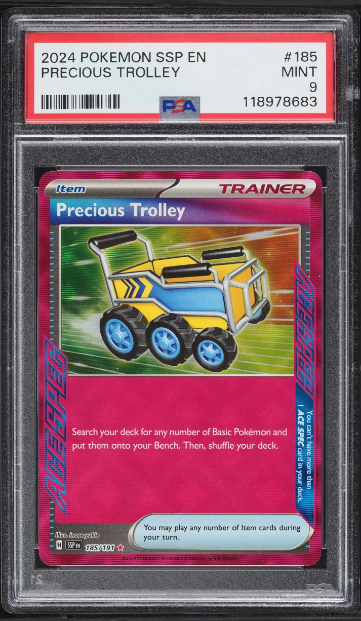 2024 Pokemon Scarlet & Violet Surging Sparks Ace Spec Precious Trolley #185 PSA 9 MINT