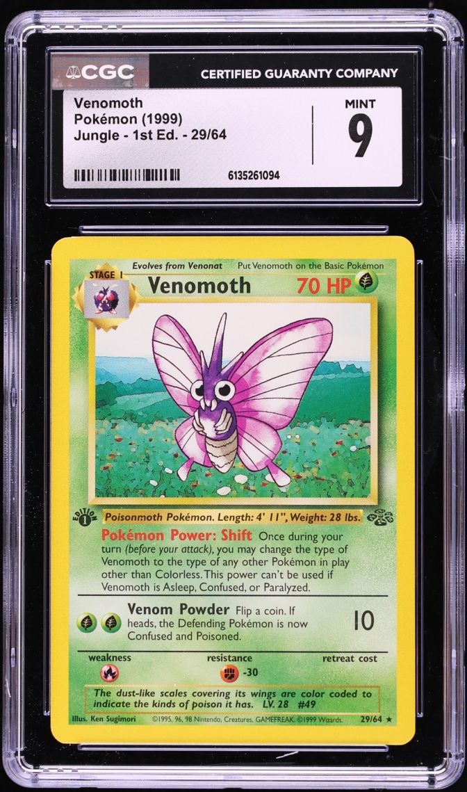 1999 Pokemon Jungle 1st Edition Venomoth #29 CGC 9 MINT
