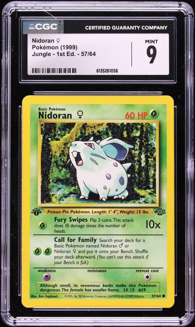 1999 Pokemon Jungle 1st Edition Nidoran #57 CGC 9 MINT