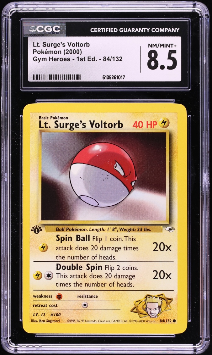2000 Pokemon Gym Heroes 1st Edition Lt. Surge's Voltorb #84 CGC 8.5 NM-MT+