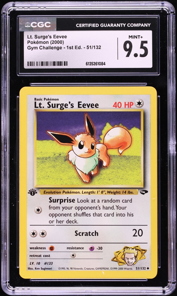 2000 Pokemon Gym Challenge 1st Edition Lt. Surge's Eevee #51 CGC 9.5 MINT+