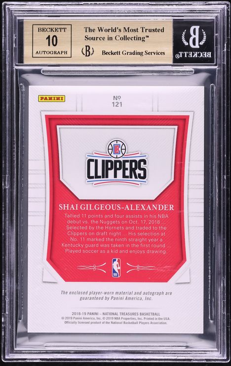 2018 National Treasures Shai Gilgeous-Alexander RC PATCH AUTO /99 #121 BGS 9.5