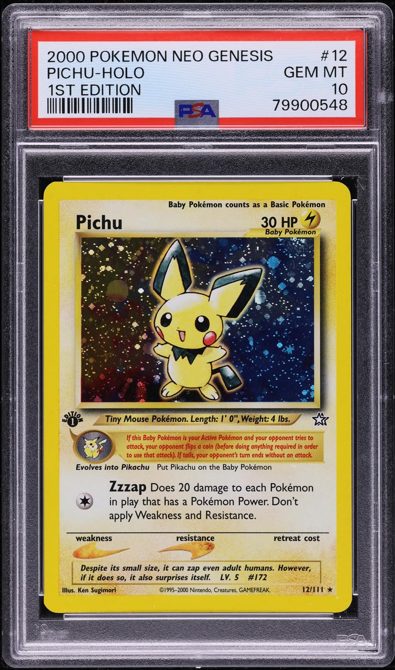 2000 Pokemon Neo Genesis 1st Edition Holo Pichu #12 PSA 10 GEM MINT
