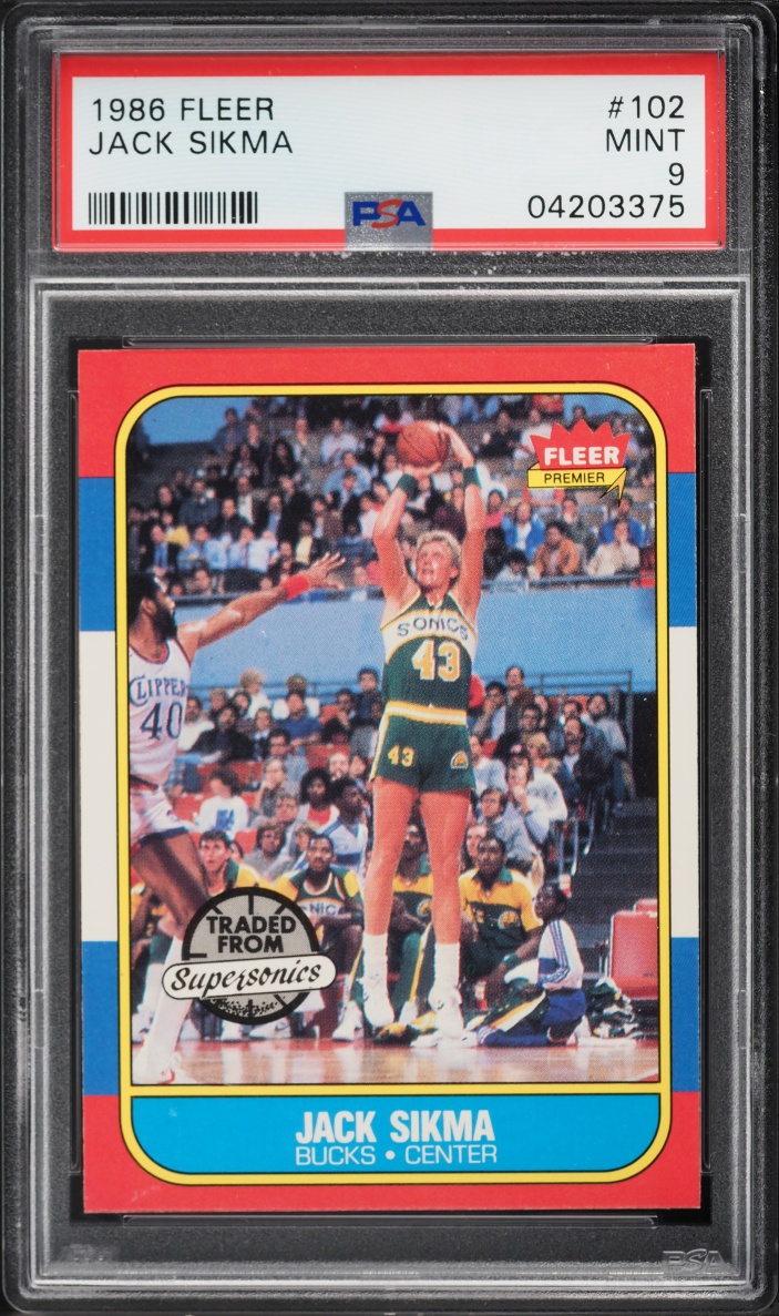 1986 Fleer Basketball Jack Sikma #102 PSA 9 MINT