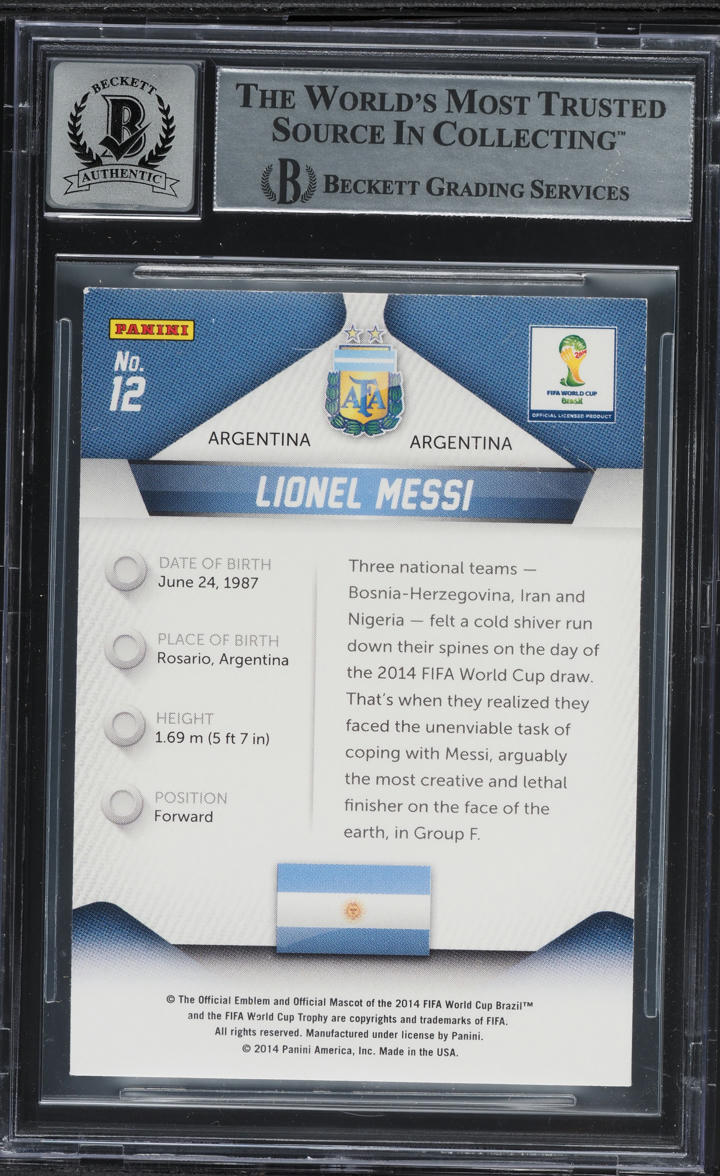 2014 Panini Prizm World Cup Lionel Messi AUTO #12 BGS AUTH