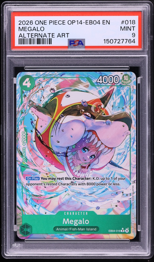 2026 One Piece The Azure Sea's Seven Alt Art Megalo #018 PSA 9 MINT