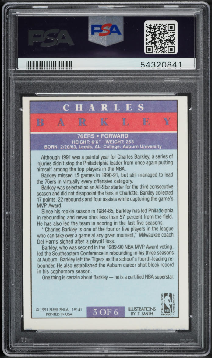 1991 Fleer Pro-Visions Charles Barkley #3 PSA 6 EXMT