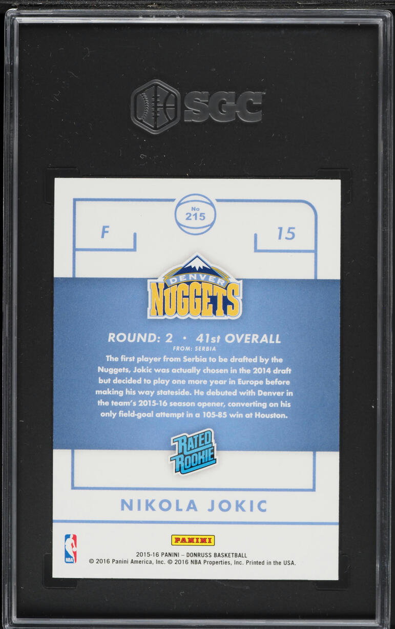 2015 Donruss Basketball Nikola Jokic ROOKIE #215 SGC 10 GEM MINT