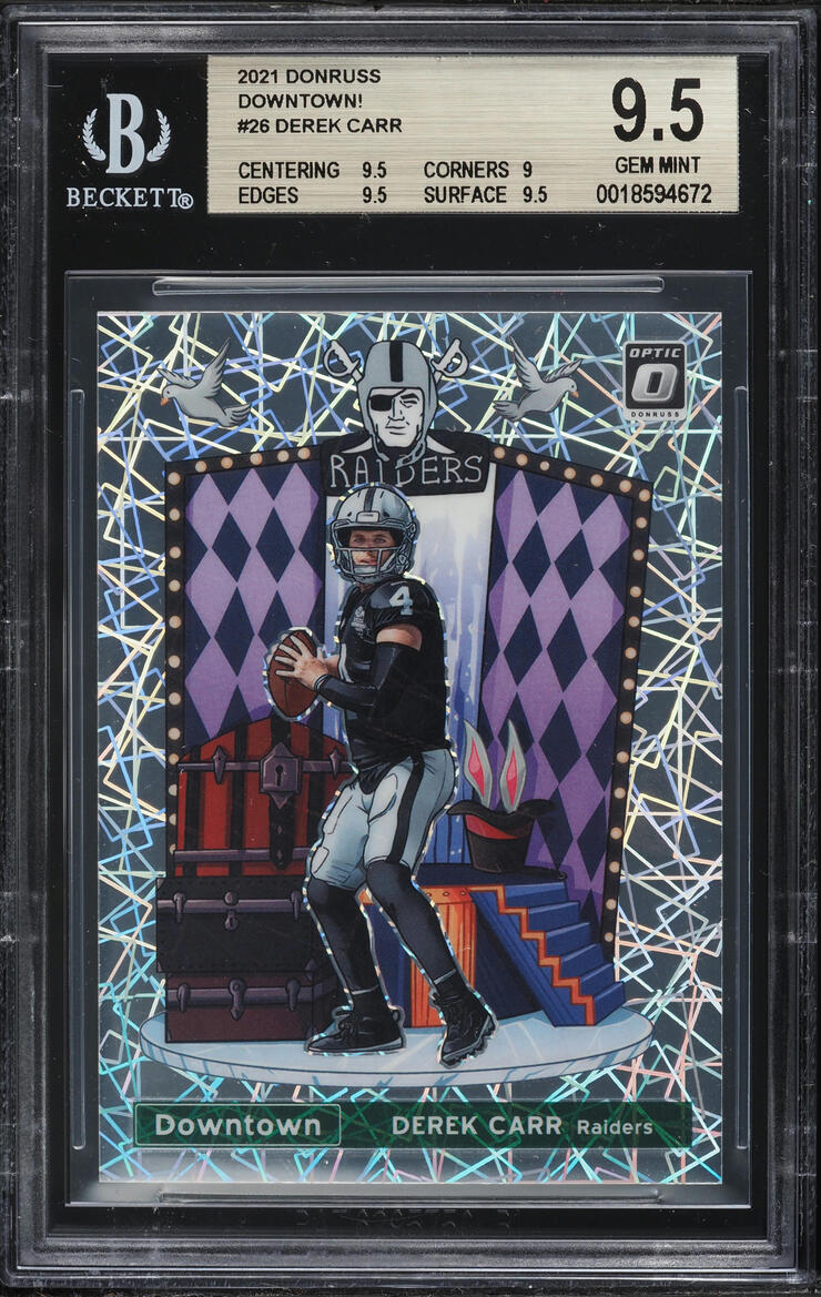 2021 Donruss Optic Downtown Derek Carr #DT-26 BGS 9.5 GEM MINT