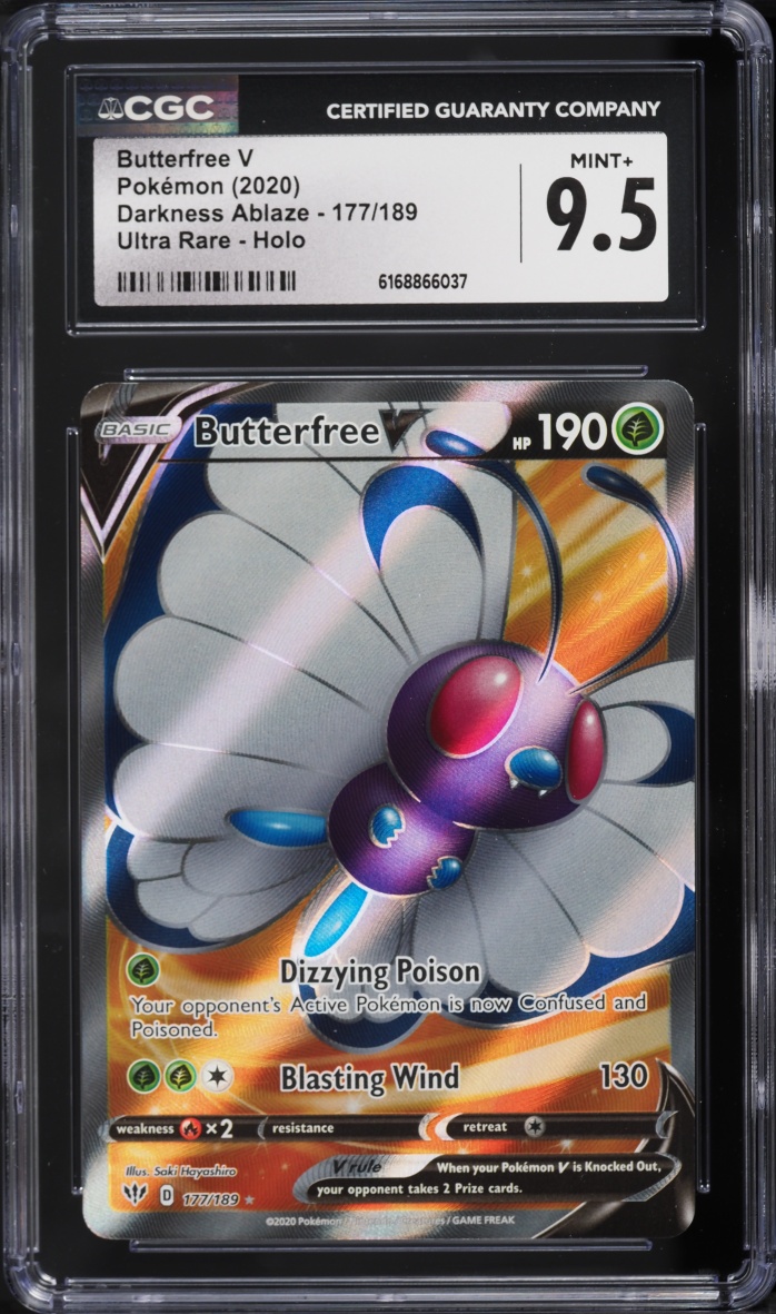 2020 Pokemon Sword & Shield Darkness Ablaze Full Art Butterfree V #177 CGC 9.5 MINT+