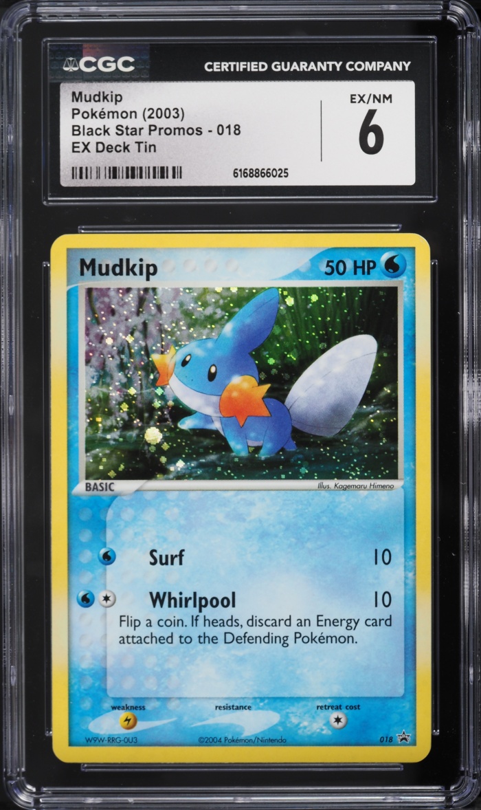 2003 Pokemon Black Star Promo EX Deck Tin Holo Mudkip #18 CGC 6 EXMT