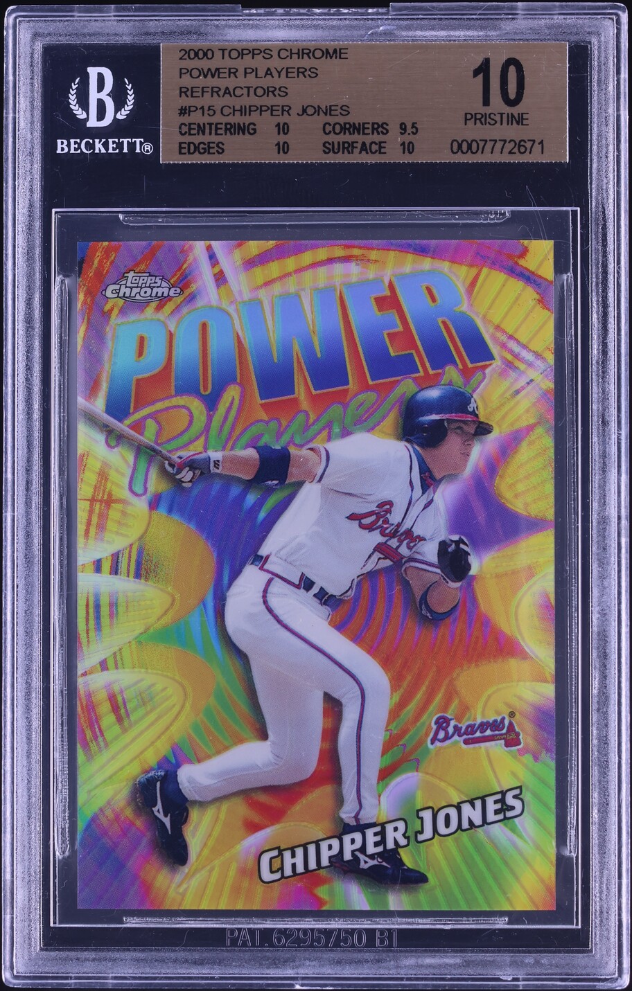 2000 Topps Chrome Power Players Refractor Chipper Jones #P15 BGS 10 PRISTINE