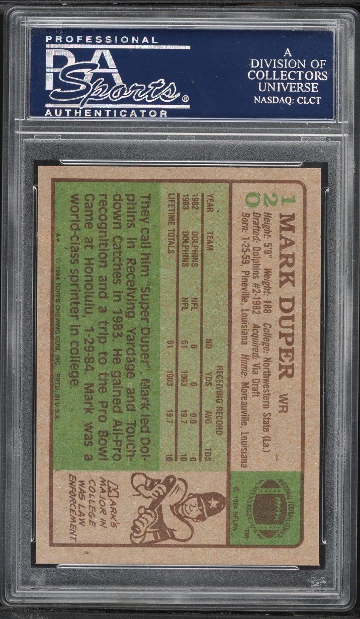 1984 Topps Football Mark Duper ROOKIE #120 PSA 9 MINT