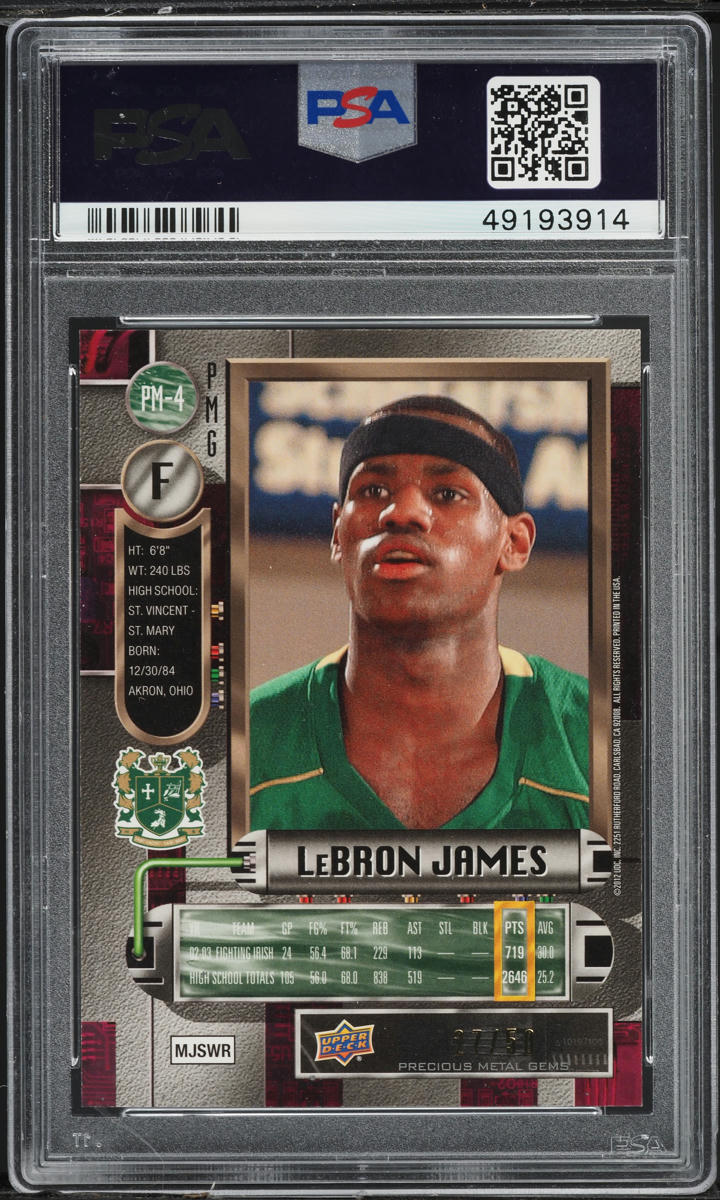 2011 Fleer Retro Precious Metal Gems PMG Blue LeBron James /50 #PM-4 PSA 8 NM-MT