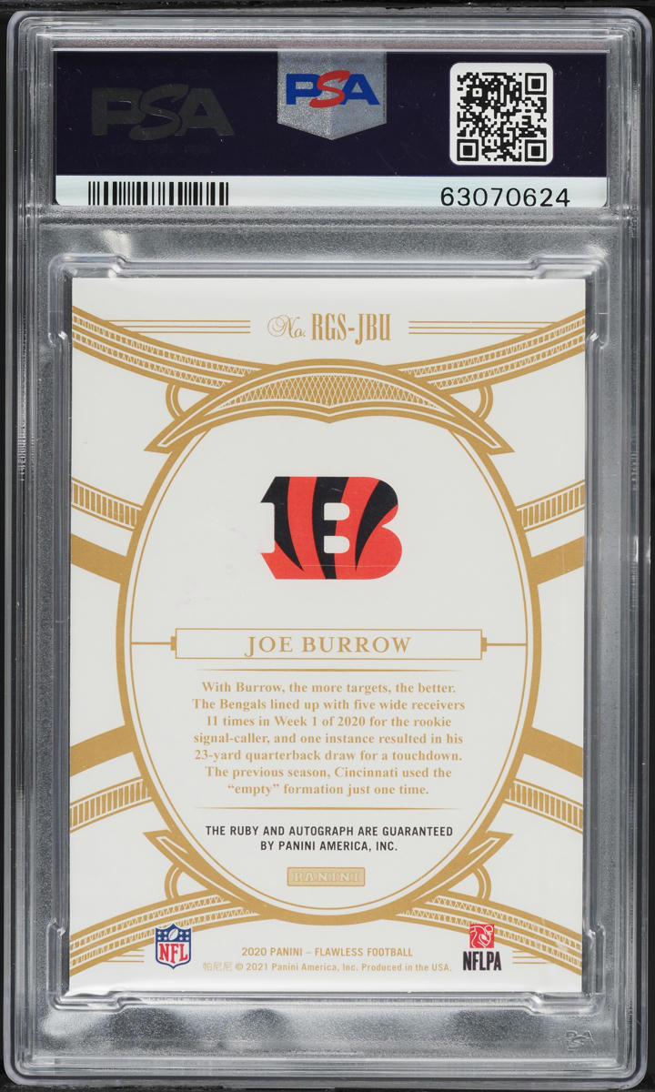 2020 Panini Flawless Gems Joe Burrow ROOKIE AUTO DNA 10 /20 #RGSJBU PSA 9 MINT