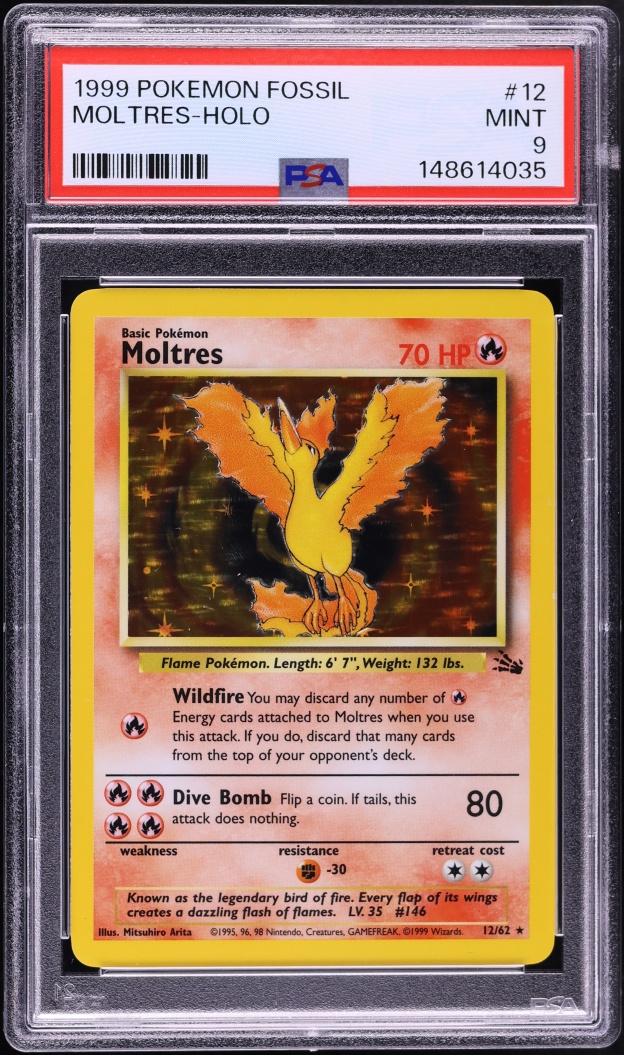 1999 Pokemon Fossil Holo Moltres #12 PSA 9 MINT