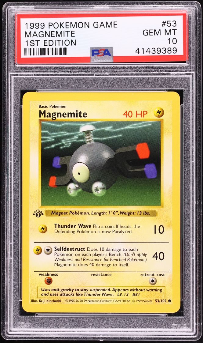 1999 Pokemon Base Set Shadowless 1st Edition Magnemite #53 PSA 10 GEM MINT