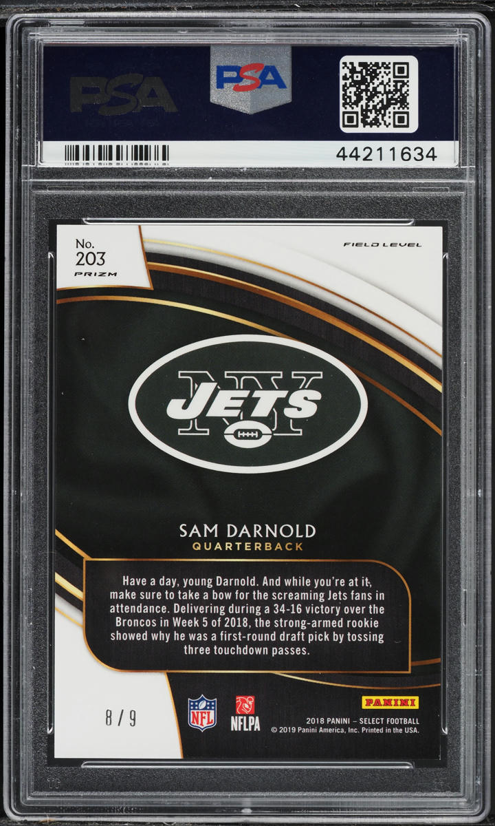 2018 Select Field Level Neon Orange Pulsar Sam Darnold ROOKIE /9 #203 PSA 10 GEM