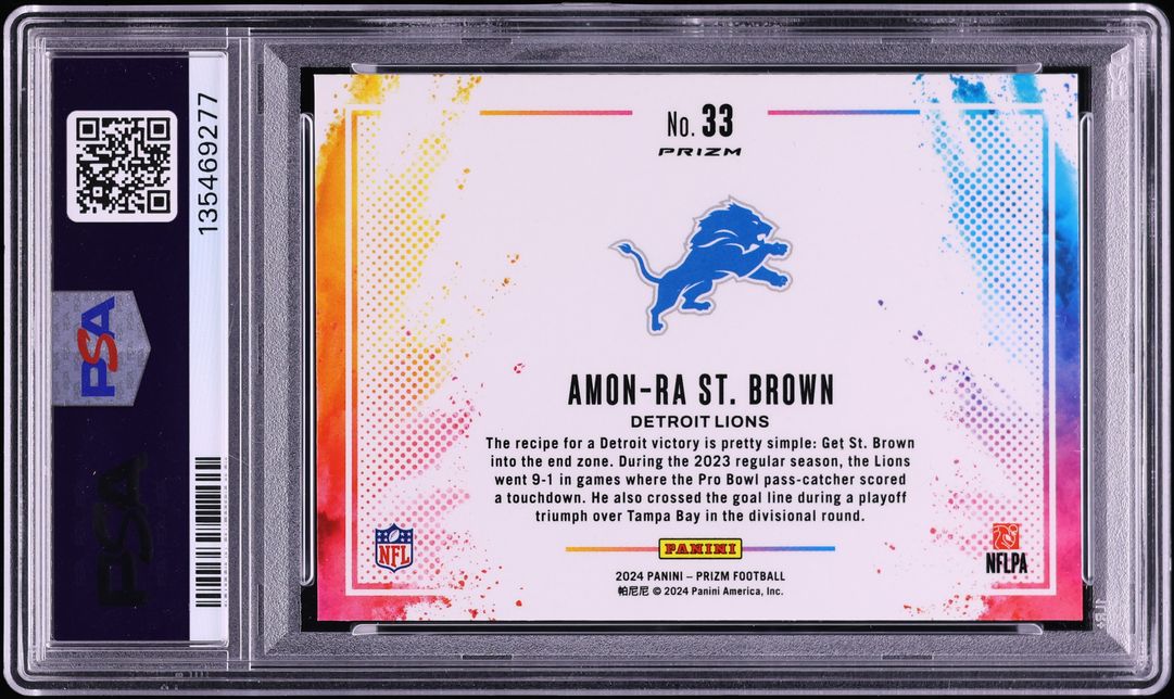 2024 Panini Prizm Color Blast Amon-Ra St. Brown #33 PSA AUTH