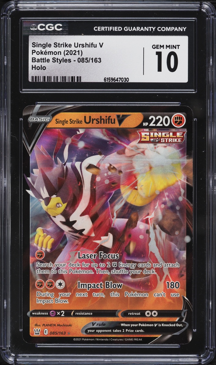 2021 Pokemon Sword & Shield Battle Styles Holo Single Strike Urshifu V #85 CGC 10 GEM MINT