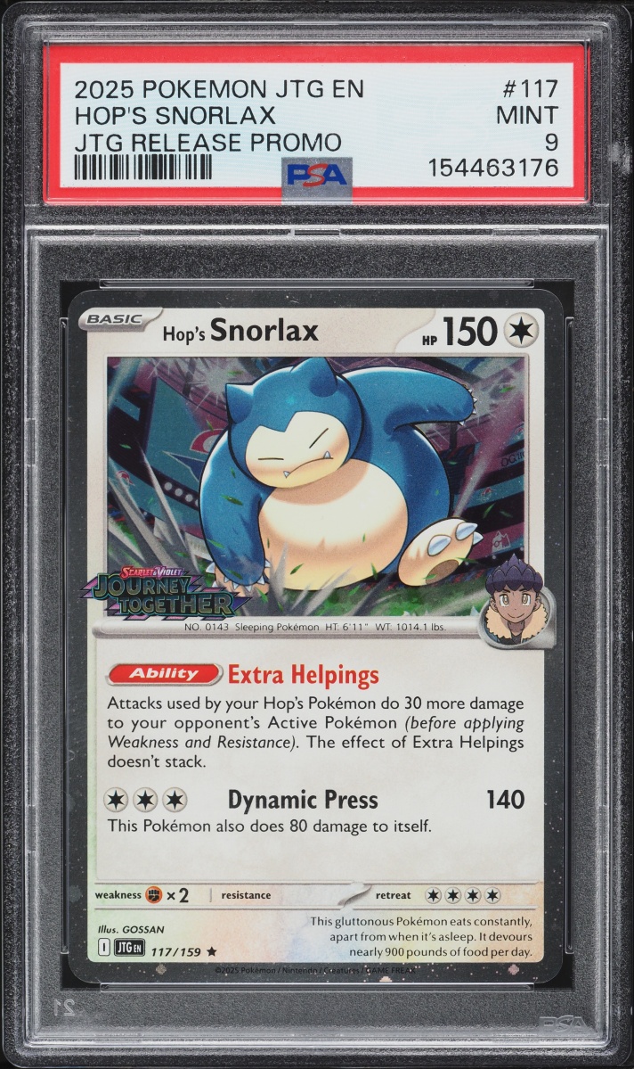 2025 Pokemon Scarlet & Violet Journey Together Release Promo Hop's Snorlax #117 PSA 9 MINT