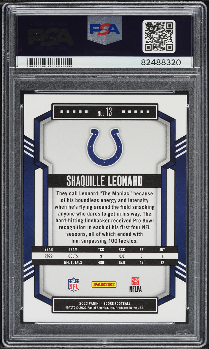 2023 Score Scorecard Shaquille Leonard #13 PSA 10 GEM MINT