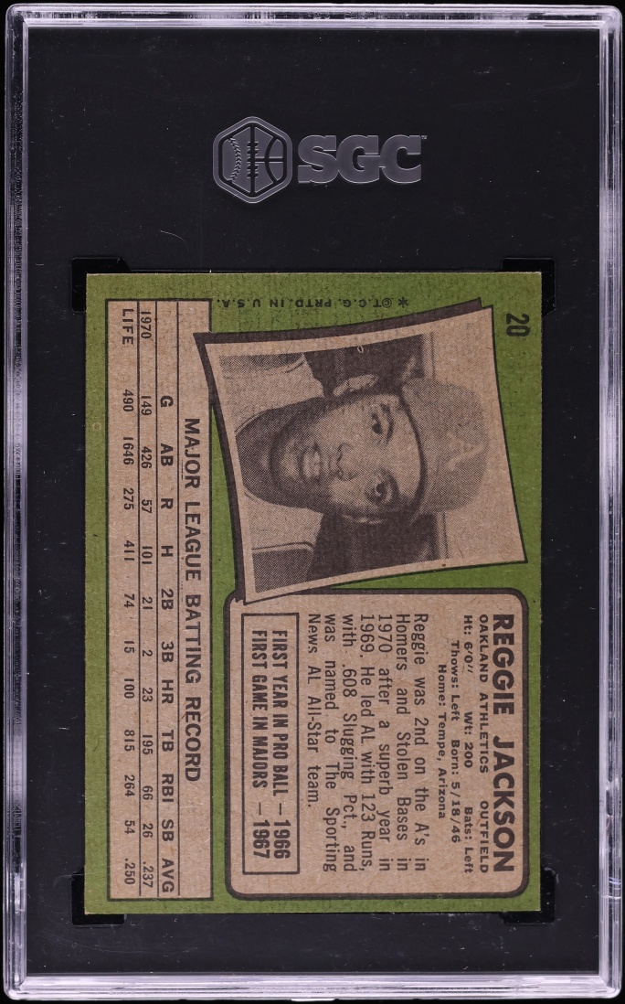 1971 Topps Reggie Jackson #20 SGC 5 EX