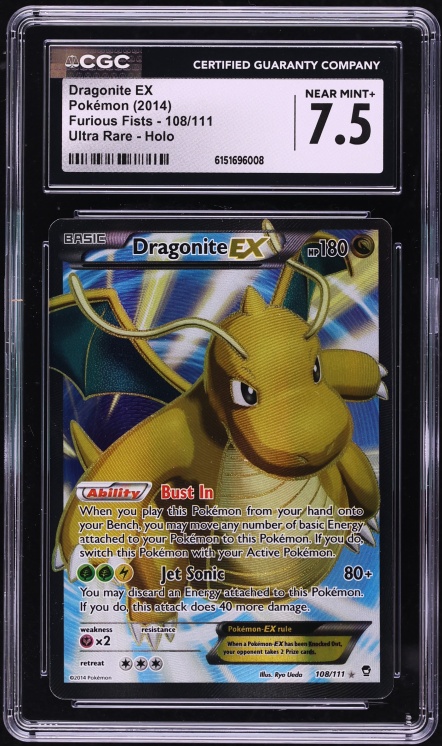 2014 Pokemon XY Furious Fists Full Art Dragonite EX #108 CGC 7.5 NRMT+