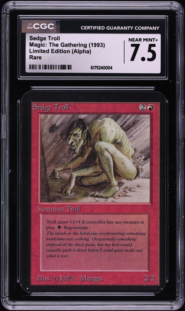 1993 Magic The Gathering MTG Alpha Sedge Troll CGC 7.5 NRMT+