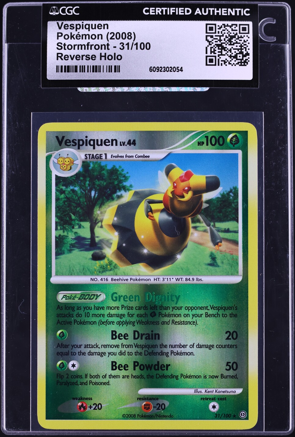 2008 Pokemon Diamond & Pearl Stormfront Reverse Holo Vespiquen #31 CGC AUTH