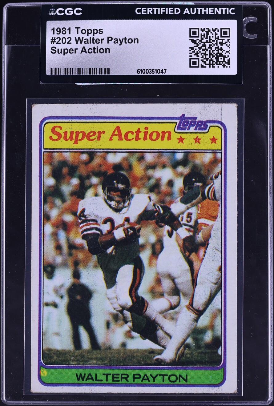 1981 Topps Football Walter Payton SUPER ACTION #202 CGC AUTH