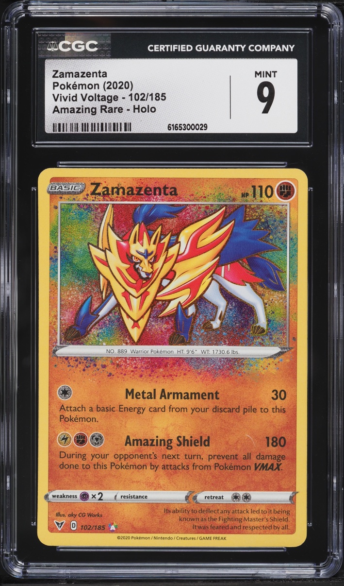 2020 Pokemon Sword & Shield Vivid Voltage Amazing Rare Zamazenta #102 CGC 9 MINT
