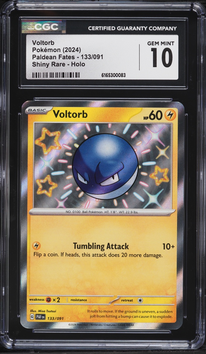 2024 Pokemon Scarlet & Violet Paldean Fates Shiny Voltorb #133 CGC 10 GEM MINT