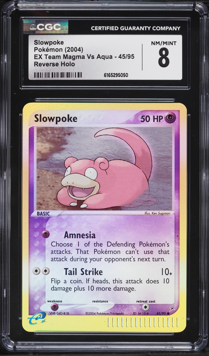 2004 Pokemon EX Team Magma Vs Aqua Reverse Holo Slowpoke #45 CGC 8 NM-MT