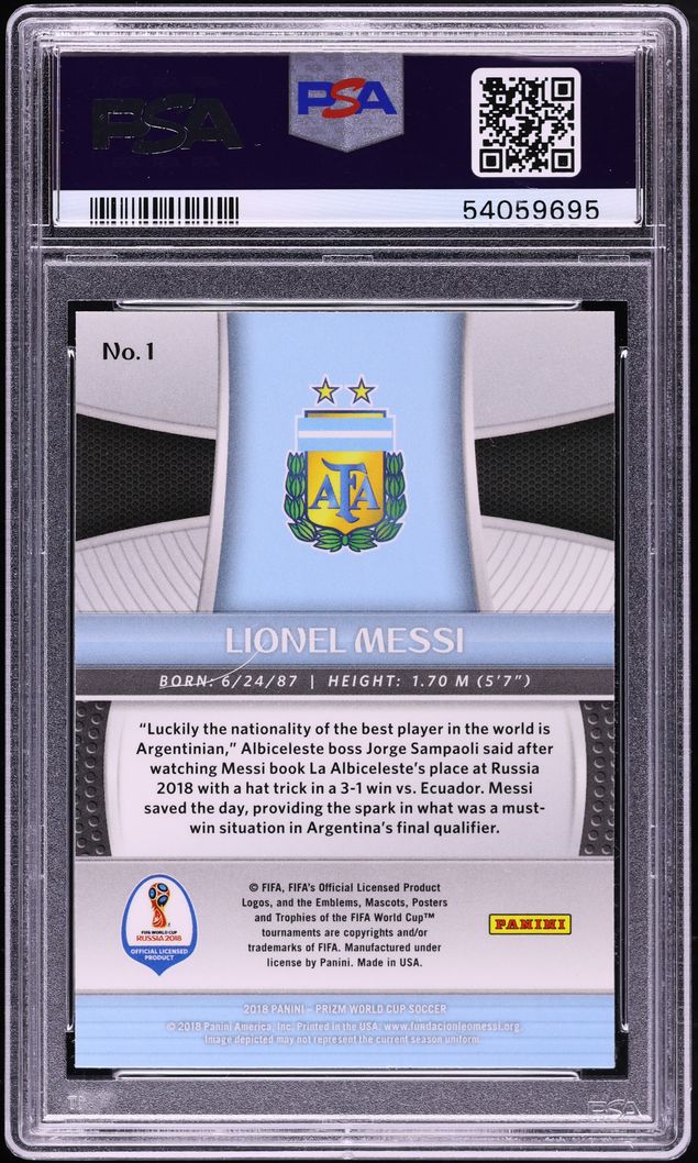 2018 Panini Prizm World Cup Lionel Messi #1 PSA 10 GEM MINT