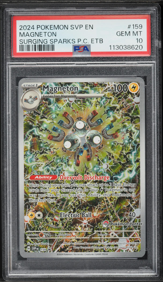 2024 Pokemon Scarlet & Violet Black Star Promo Surging Sparks ETB Magneton #159 PSA 10 GEM MINT