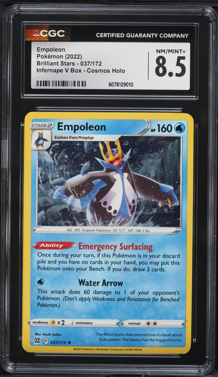 2022 Pokemon Sword & Shield Brilliant Stars Infernape V Cosmos Holo Empoleon #37 CGC 8.5