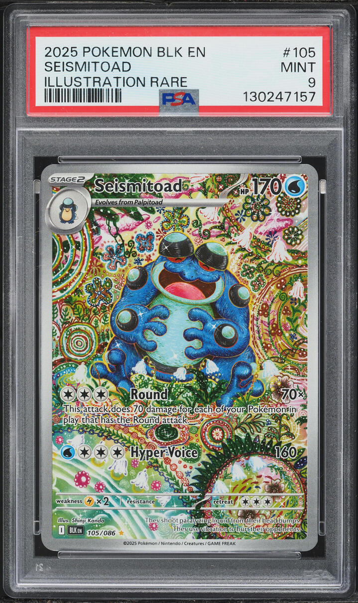 2025 Pokemon Scarlet & Violet Black Bolt IR Seismitoad #105 PSA 9 MINT