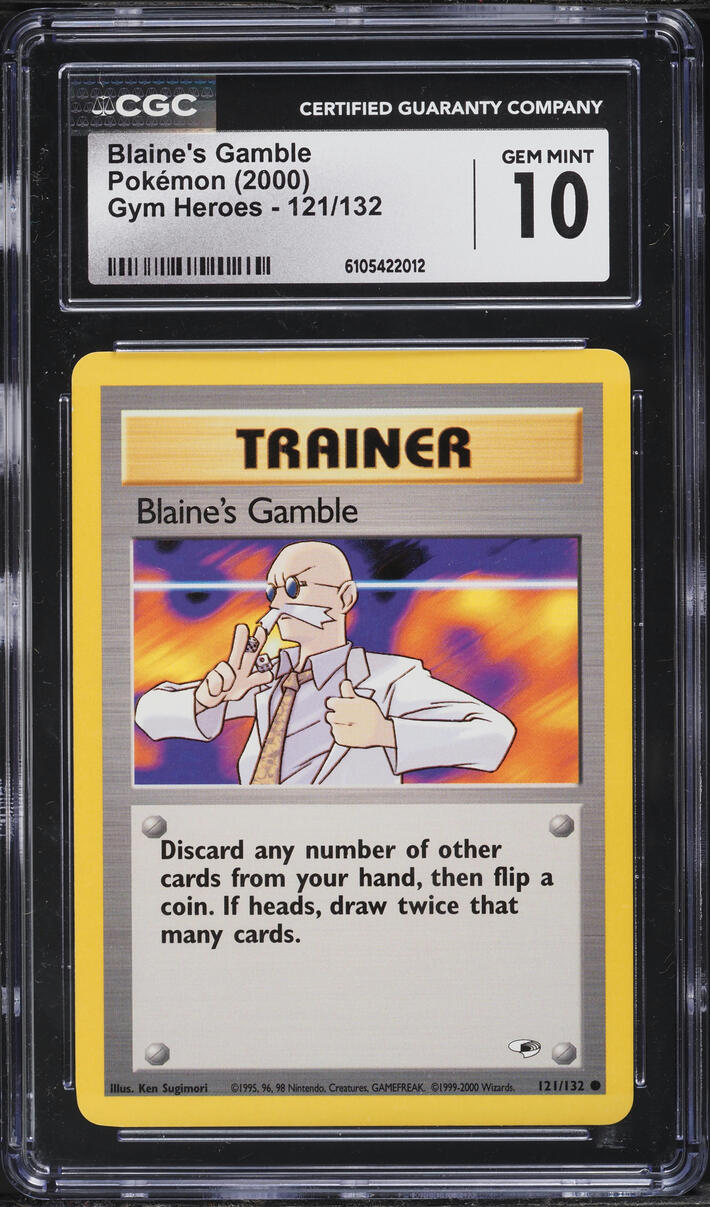 2000 Pokemon Gym Heroes Blaine's Gamble #121 CGC 10 GEM MINT